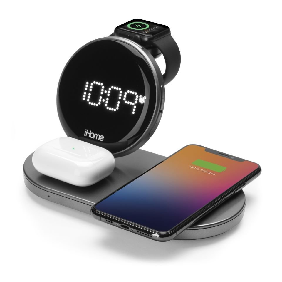 iHome Compact Alarm Clock w Apple Watch Charging