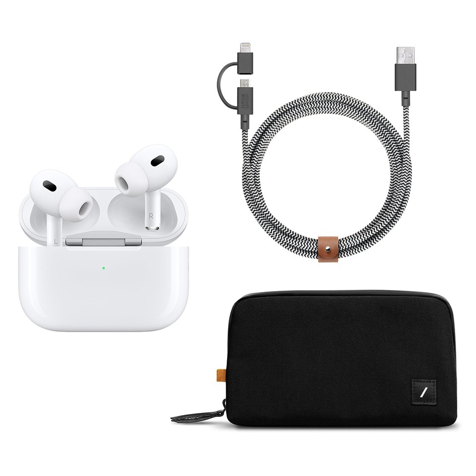 Apple® AirPods Pro® (2nd Gen) with Native Union Belt Universal Charging Cable and W.F.A. Tech Organi