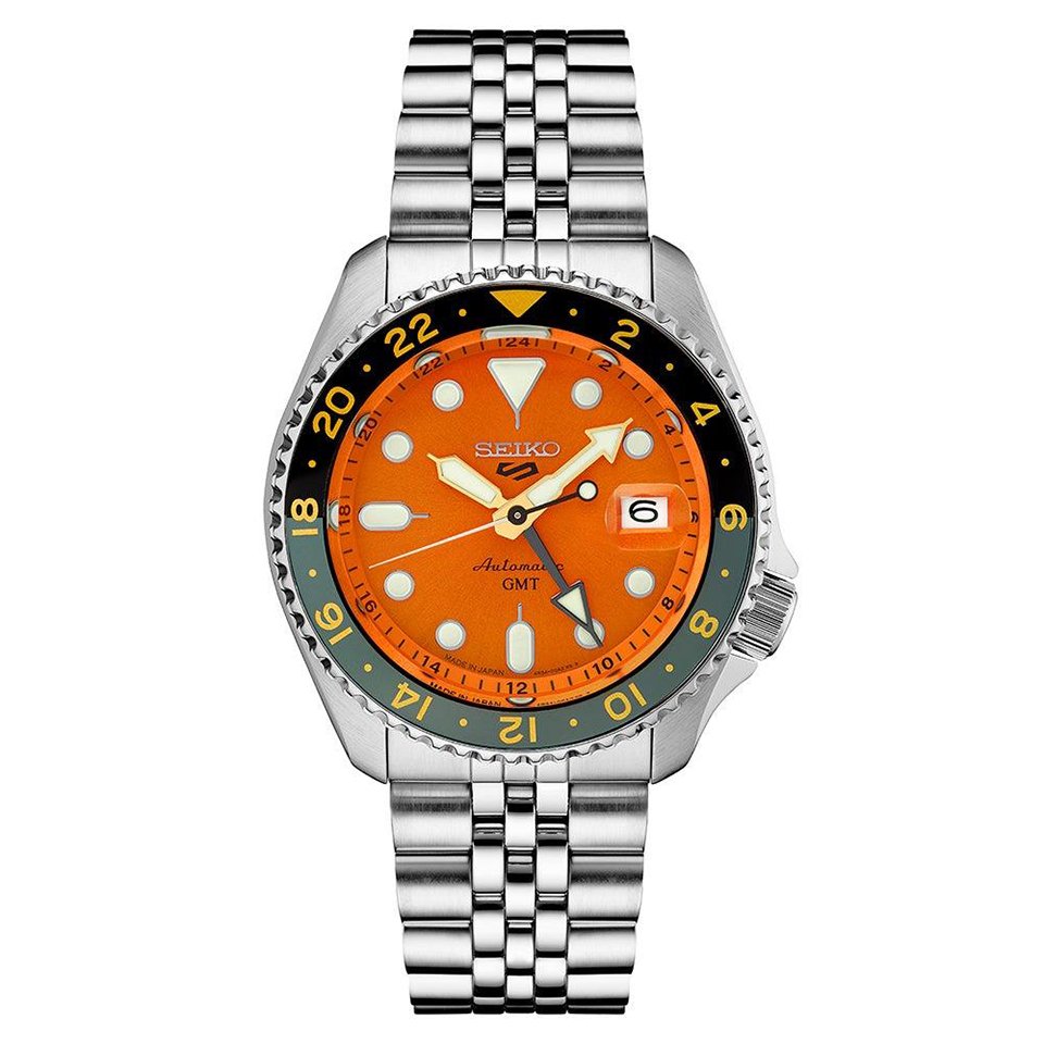 Seiko Men’s Seiko 5 Sports SKX Sports Style GMT Series Silver-Tone Stainless Steel Watch