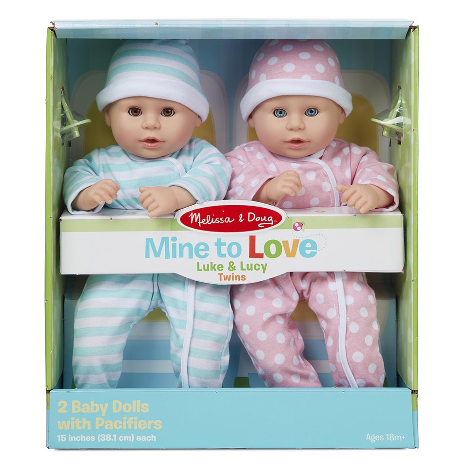 Melissa & Doug® Mine to Love Twins Luke & Lucy Dolls, Ages 18+ Months