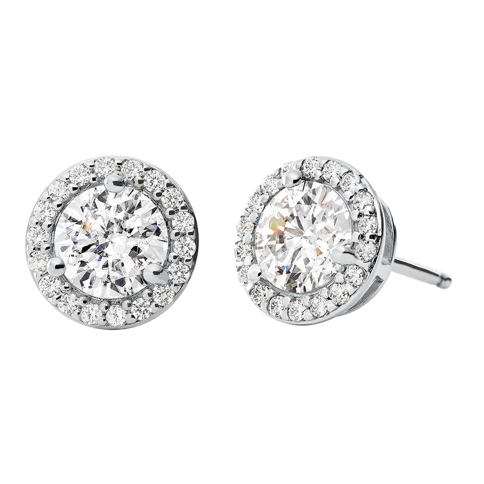 Michael Kors Sterling Silver Pavé Round Stud Earrings