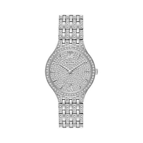 Bulova Crystal Collection Ladies’ Silver-Tone Watch with Swarovski® Crystal Dial