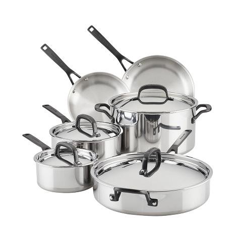 KitchenAid® 5-Ply Clad 10-Piece Stainless Steel Cookware Set