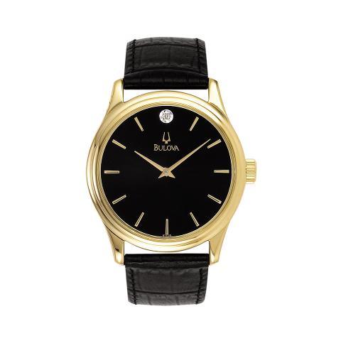 Bulova Corporate Collection Black Leather Strap Watch